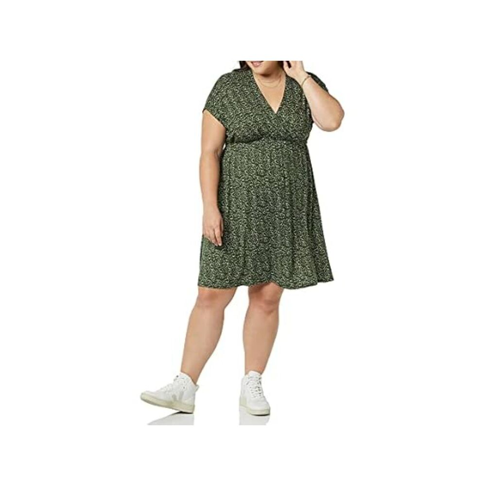 Amazon Essentials Women A-line Surplice Dress V-neck Elastic Gathered Waist